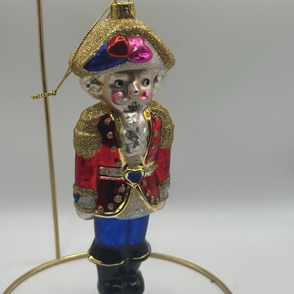 Vintage Brass Key Nutcracker Soldier Ornament Gold Red Holiday Decor